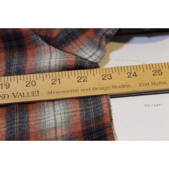 Democracy Women's L Red Blue Plaid Button-up Flannel Raw Hem Pockets LS Cowgirl - Picture 13 of 15